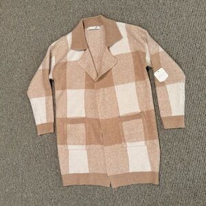 Altar'd State Tan and Cream Plaid Cardigan